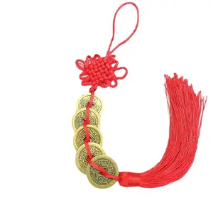 Factory Price Chinese Coins Feng Shui Chinese Knot 5 Types Emperor Qing Money Set Pendant Custom Old Money Charm