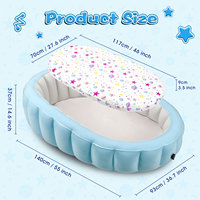 Matelas Gonflable de Voyage pour Enfants avec Côtés Surélevés, Design Portable, Motif Étoiles et Lune, Housse Amovible Lavable, Matériau PVC