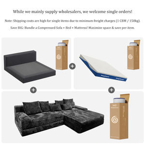 Set Divano Angolare Compresso in Scatola Imbottito in Pura Spugna Sottovuoto e Arrotolato Modulo di Arredo in Tessuto per Soggiorno - Product Image 4
