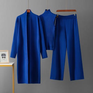 Autumn Winter New Lazy Temperament <b>Women</b> Knitted Suit Sleeveless <b>Vest</b> Cardigan <b>Sweater</b> Pants Three Piece Set Ladies - Product Image 3