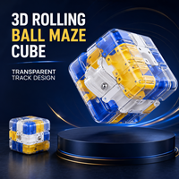 Labirin Mini 3D Berputar dengan Bola Bergulir 3x3x3 Plastik untuk Anak-anak, Melatih Keseimbangan, Mengasah Otak, dan Menghilangkan Stres