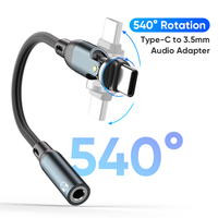 Adaptateur de câble audio 540° rotatif USB-C vers 3,5 mm à faible bruit pour casque et écouteurs, 10 cm