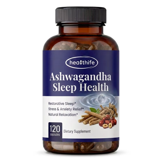 Healthife Sleep Aid Withania Somnifera Ashwagandha Extract Capsule with Valerian Root Ziziphus Jujuba Extract