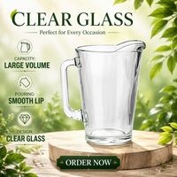 Pichet à eau en verre Elite Soda-lime 1,6 L (54 oz) – Pot de rechange en verre pour usage domestique – Prix promotionnel