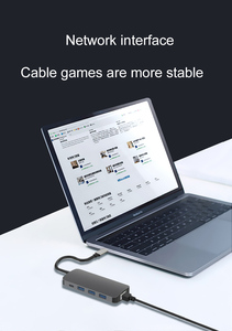 Gray Type c Hub 8 in 1 Aluminum Shell <strong>Usb</strong> C Hub Adapter <strong>to</strong> <strong>Ethernet</strong> with HDMI 4K,TF/SD Card Reader <strong>USB</strong> 3.0 PD for MacBook - Product Image 6