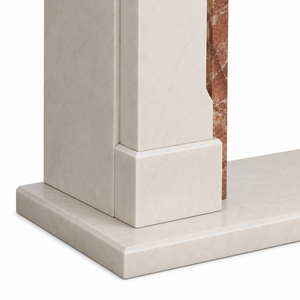 Traditional Marble Fireplace Mantel With Ornate Carving white & red Stone Indoor Wood Burning Hearth For Dining Room - Product Image 5