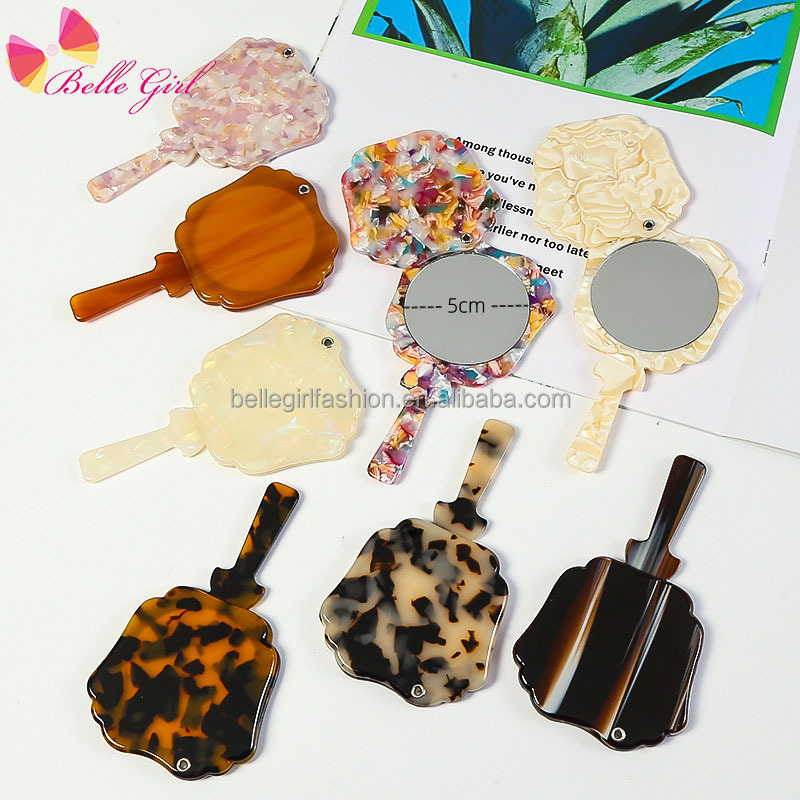 Новое поступление 2022 модное ацетатное леопардовое карманное зеркало красочное портативное дорожное зеркало для макияжа