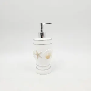 Toptan banyo şişe set kabuk-Deniz kabuğu desen lüks sabunluk pompası banyo için losyon şişesi