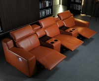 Meubles de salon canapé inclinable électrique en cuir couleur Orange salle multimédia canapés de théâtre home cinéma fauteuil inclinable électrique