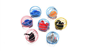 Wholesale Paint-Coated Iron Wire Cage <strong>Mouse</strong> Cat Toy Safe Elastic Metal <strong>Ball</strong> <strong>with</strong> Inner Bell Squeaky Plush <strong>Mice</strong> Kitten Toys Bulk - Product Image 5