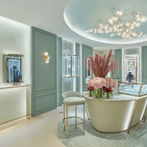 Xu Hướng Mới Kính Sang Trọng Tủ Trưng Bày Xoay Đồ Trang Sức Hiển Thị Cho Triển lãm Vàng Thép Không Gỉ Kệ Trưng Bày - Product Image 1