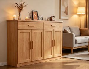 New Arrival Oak Wood Shoe Cabinet with 4 Doors & 2 <b>Drawers</b> for Large Capacity Entryway - Product Image 5