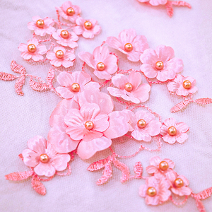 Nuovissimo tessuto di maglia fatto a mano da sposa di lusso ricamo perla di nozze 3D fiori per il matrimonio - Product Image 2