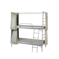 Rideaux de confidentialité en acier durable pour lit superposé Lit à baldaquin anti-moustiques Lit superposé en métal avec rideaux pour hôtels, dortoir scolaire