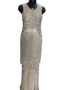 Hottest pastel colors Hand Embroidered/beaded Evening very lavish Dress