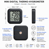Termometer Higrometer Digital Mini, Sensor Suhu dan Kelembapan Nirkabel dengan Layar LCD untuk Rumah, Kamar, Kantor