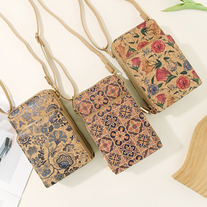 Borsa per cellulare da donna Versatile borsa Vintage <span class=keywords><strong>a</strong></span> <span class=keywords><strong>tracolla</strong></span> con stampa sughero borsa spaziosa stampa floreale per attività all'aperto - Product Image 4