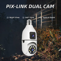 Caméra IP CCTV intelligente à double objectif PIX-LINK, sans fil, PTZ, grand angle 180°, capteur CMOS, stockage sur carte mémoire, design en forme d'ampoule