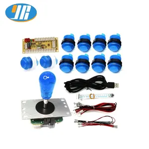 2 người chơi Arcade chiếu sáng push button Kit với zero chậm trễ USB Encoder để PC Arcade 4/8 cách 5pin joystick + 5V LED push button