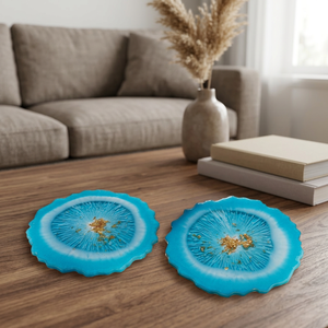 Best Quality Indian Modern Style Handmade Epoxy Resin Crafts Flower Cut <b>Coaster</b> Fashionable Pattern Tabletop <b>Placemat</b> Drinkware - Product Image 1