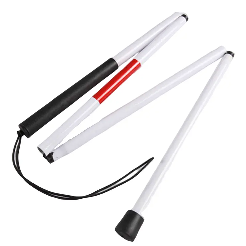 Hot Sell Section 4 Folding Walking Stick Aluminum Mobility Foldable White Cane For The Blind