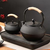 Théière japonaise en fonte noire avec infuseur en acier inoxydable, pots à fleurs en fonte pour le thé d'intérieur
