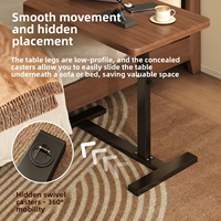 Table d'appoint portable pour ordinateur portable, table de canapé/chevet, réglable en hauteur, pliable, petite table de bureau à domicile avec roulettes