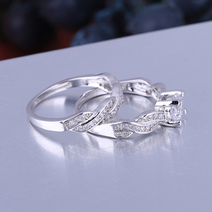 Cặp cổ điển của Rhodium mạ sterling bạc Nhẫn xoắn phong cách vĩnh cửu cho các bên và ngày kỷ niệm CMA chứng nhận - Product Image 6