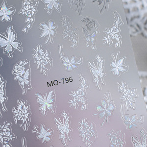 Autocollants pour <span class=keywords><strong>ongles</strong></span> 3D personnalisables, effet gaufré, irisés, décorations florales et papillons pour salon et maison - Product Image 6