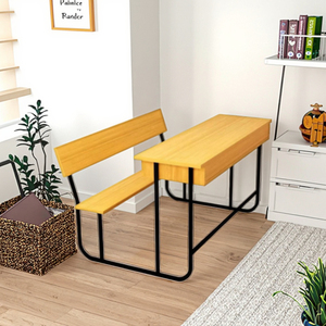 Juego de escritorio y silla de doble estación de diseño moderno Juego de sillas de mesa larga para instituciones de entrenamiento y aulas escolares de color de madera maciza - Product Image 5