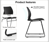 Chaise de bureau visiteur en plastique moderne, empilable, réglable en hauteur, à patins en PP, pour l'école et la formation - Vente en gros de mobilier scolaire