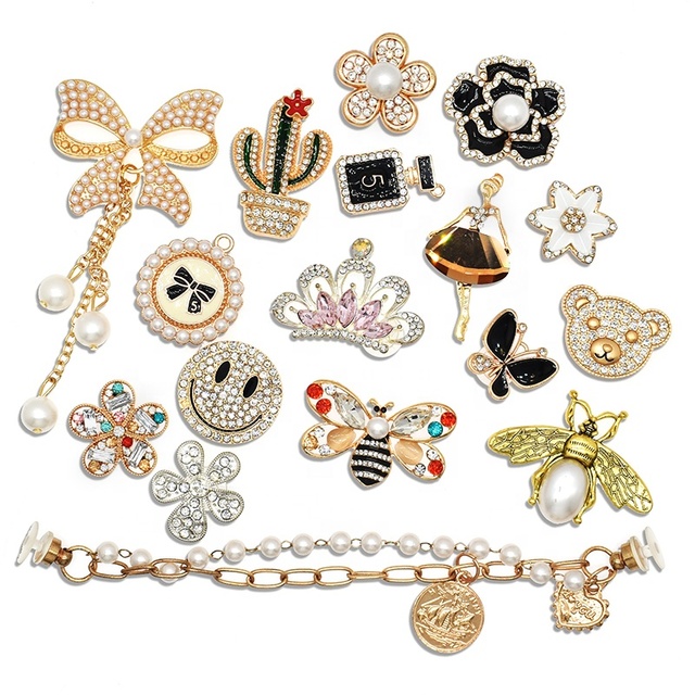 Wholesale Metal Luxury Shoe Charms Bling Designer Shoe Decorations Metal Shoe Charm Chains