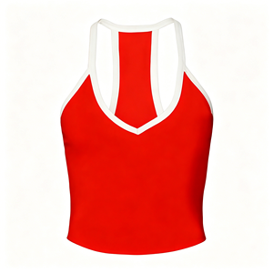 Paquete de 4 Camisetas de Tirantes Deportivas de Color Sólido para Mujer con Ribete Blanco en Contraste, Camisetas sin Mangas Casuales de Punto - Product Image 5