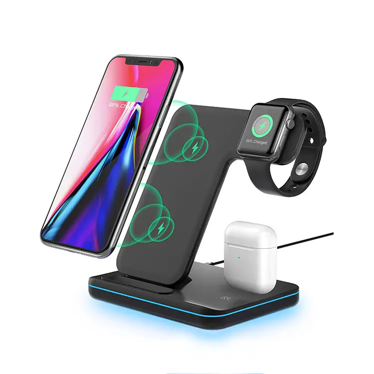 Charger Wireless 3 in 1 15W Qi Wireless Charger Station Wireless Charging Stand For iPhone Samsung