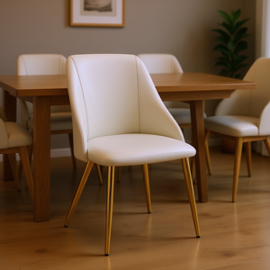 Silla de Comedor Db Gaines de Cuero Sintético Blanco, Patas de Metal Tapizadas Modernas, Muebles Contemporáneos para el Hogar - Product Image 2
