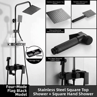 Robinet de douche mural noir mat et or de luxe avec douchette bidet et robinet de baignoire pour maison et hôtel
