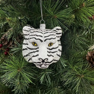 BSCI usine personnalisé ornements en verre de Noël maison verre artisanat série animale tigre blanc ornements en verre de Noël - Product Image 4