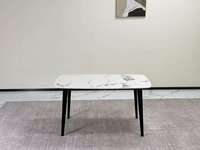 Ensemble de table à manger carrée en pierre frittée moderne avec pieds en métal pour 4 personnes, écologique, imperméable, pour hôtel et villa