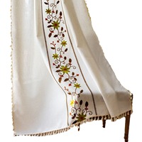 Rideau en coton lin brodé dentelle à pampilles Nouveau design floral américain pour chambre à coucher salon maison hôpital Semi-occultant