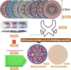 <span class=keywords><strong>PL</strong></span> DIY Diamant malerei Untersetzer Tee Untersetzer Mandala Diamant malerei Kits Cup Untersetzer für Erwachsene & Kinder Kunst handwerk - Product Image 4