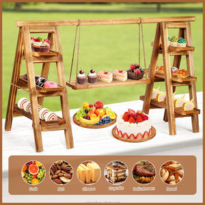 3 Tier Phục Vụ Khay Bằng Gỗ Cupcake Đứng, Món Tráng Miệng Bảng Hiển Thị Thiết Lập Với Khay Tròn Có Thể Tháo Rời Khay Và Có Thể Gập Lại Món Tráng Miệng Đứng - Product Image 3