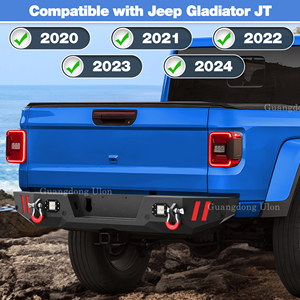 Front and Rear Bumper Compatible with <strong>Jeep</strong> Gladiator JT with D-ring, 144W LED Light Bar and <strong>Winch</strong> Plate for 2020-2024 - Product Image 2