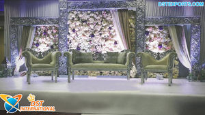 งานแต่งงานเหตุการณ์เวทีเส้นใยสีทองแผงฝันงานแต่งงานฉากหลังสีทองการออกแบบที่สวยงามแต่งงานเวทีฉากหลังแผง - Product Image 2