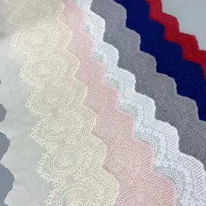 13cm width 100% Cotton Mesh Lace Accessories Embroidered Skirt Edge Bed Curtain and Clothing Lace