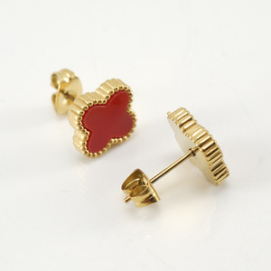 Zogxin Stud <b>Earrings</b> <b>Red</b> And Black Cartoon Flower Shape Stainless Steel Fashion Jewelry For Women - Product Image 3