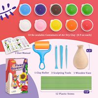 Kit de fleurs en argile à séchage à l'air personnalisé OEM, ensemble d'argile à modeler écologique à séchage à l'air, jouet artistique éducatif, décoration de la maison, cadeau