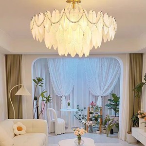 Lámpara de Techo Redonda Dorada de Estilo Francés Minimalista, LED E27 con Interruptor, Cuidado de la Vista, para Dormitorio y Sala de Estar - Product Image 3