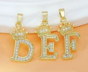Personalizzato bianco strass intarsiato corona lettera <span class=keywords><strong>A-Z</strong></span> 26 alfabeto iniziale oro ottone ciondolo <span class=keywords><strong>Charm</strong></span> per la creazione di gioielli fai da te - Product Image 5