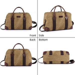 Sac de voyage week-end pour homme en toile vintage léger personnalisé, grande capacité, pliable, marque privée, unisexe, voyage d'affaires, fermeture éclair - Product Image 2