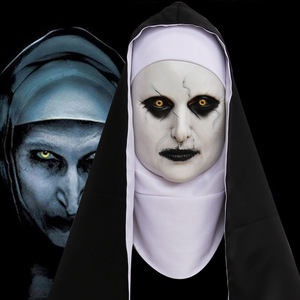 Masque de nonne en latex intégral pour costume d'horreur, accessoire de fête d'Halloween, effrayant et sinistre - Product Image 1